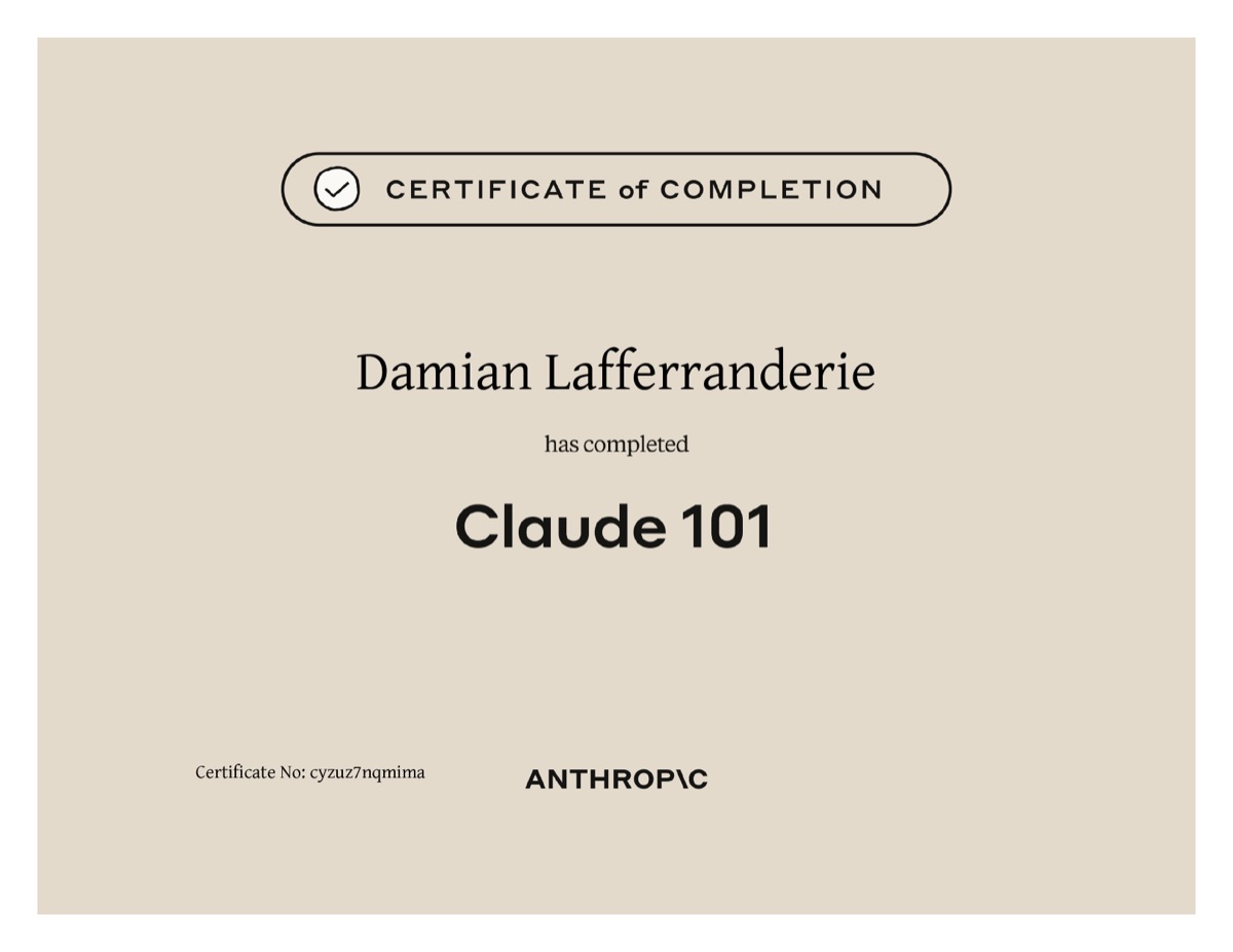 Certificado Claude 101 — Anthropic