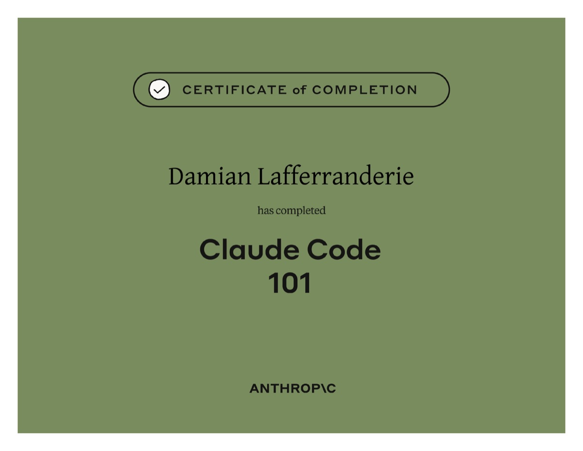 Certificado Claude Code 101 — Anthropic